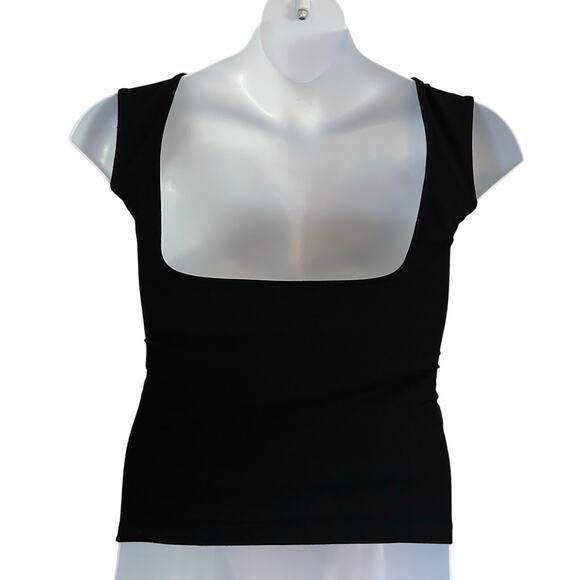 Madewell Women's Low Back Tee Cap Sleeve Top Cotton Stretch Black Medium NEW - Picture 6 of 9